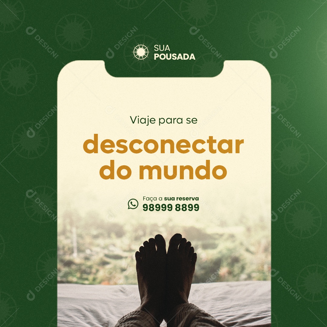 Pousada Viaje para se Desconectar do Mundo Social Media PSD Editável
