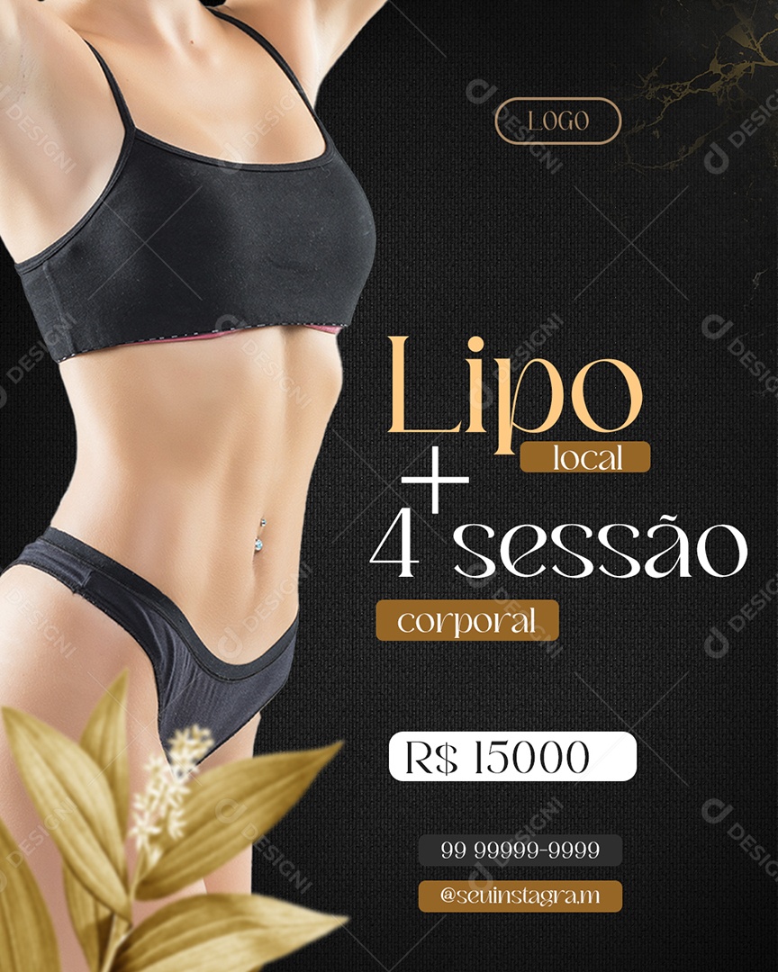 Lipo + Local 4 Sessão Corporal Social Media PSD Editável