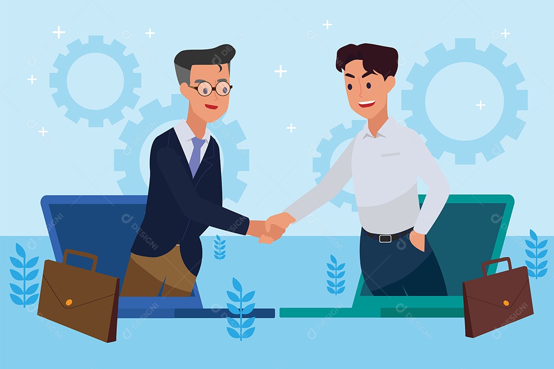 Grandes Homens Jovens de Negócio Apertando as Mãos Vetor EPS