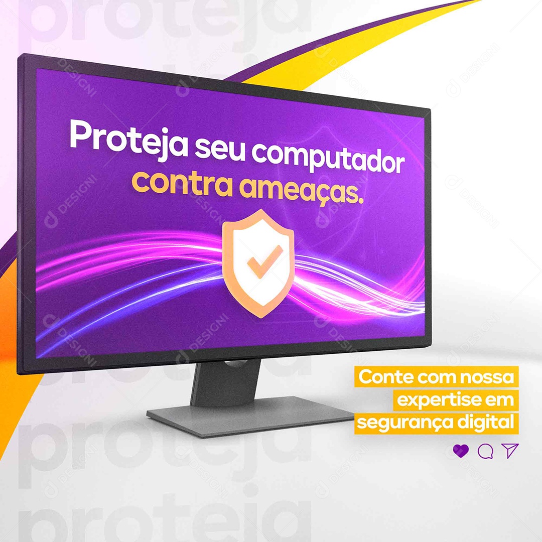 Social Media Proteja Seu Computador Contra Ameaças PSD Editável