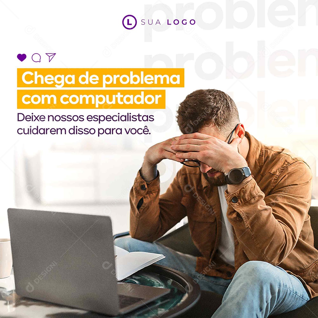 Social Media Enough Problem With Computer Editable PSD