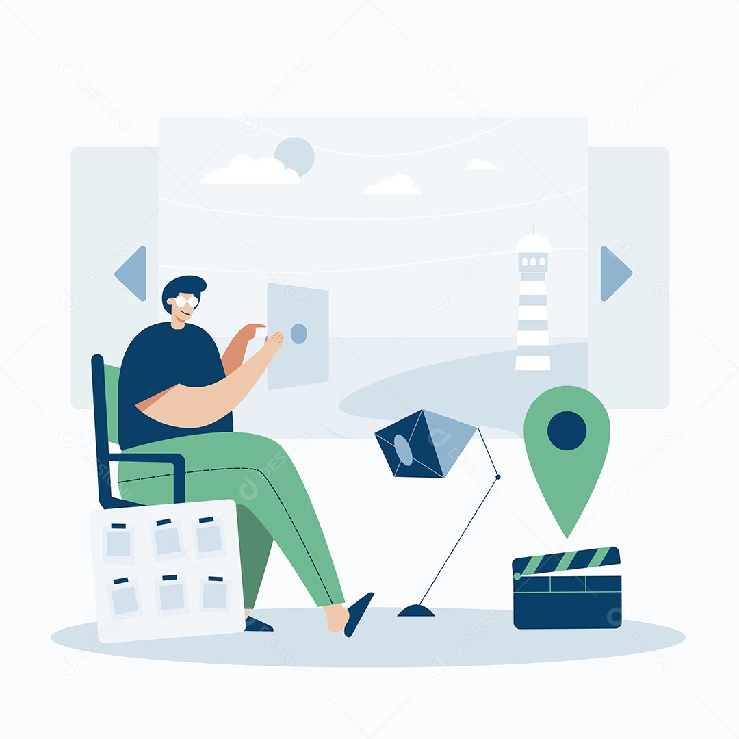 Cinegrafista que trabalha com vídeo Vetor EPS