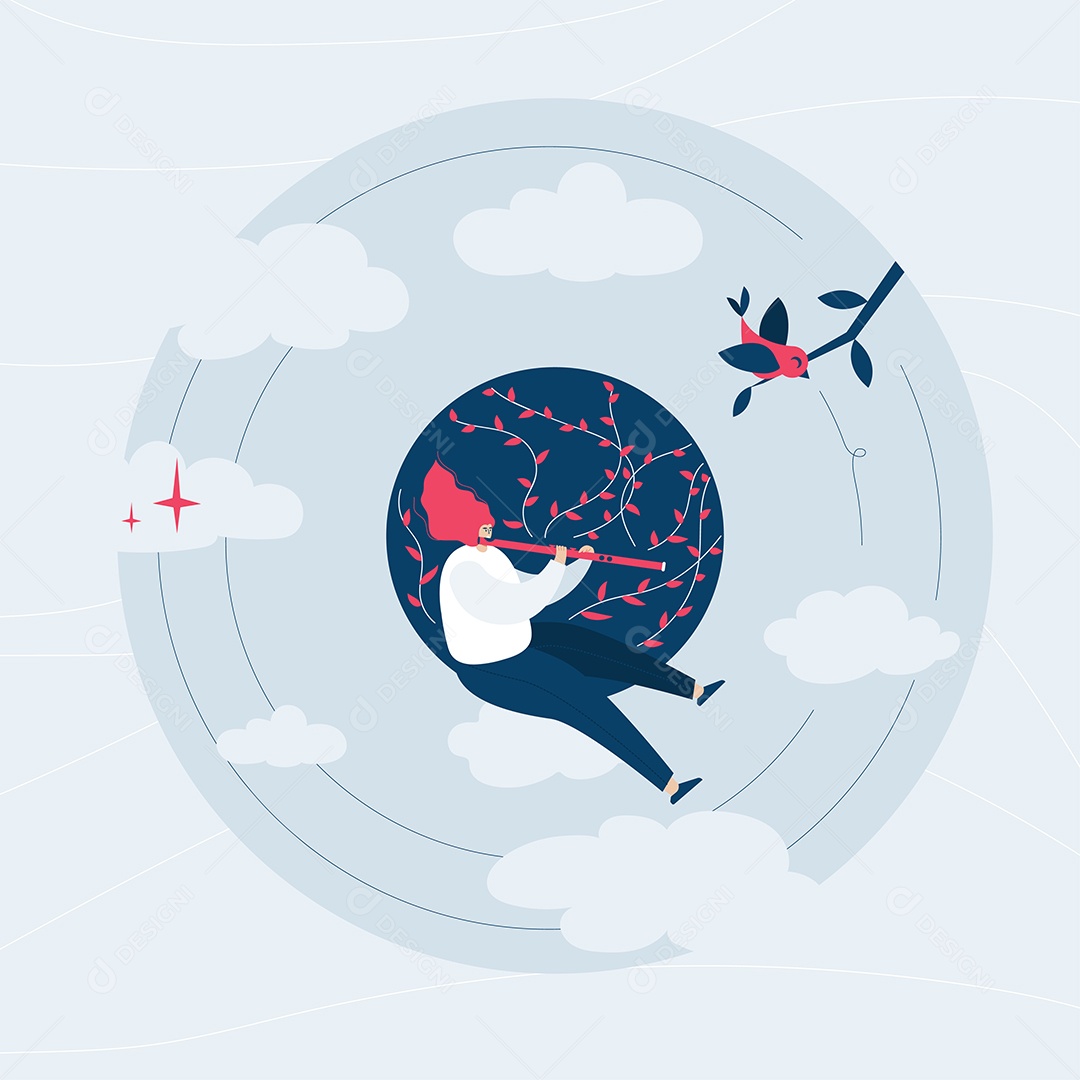 Flautista tocando flauta Vetor EPS