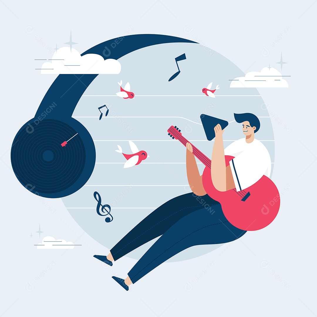 Músico tocando violão Vetor EPS