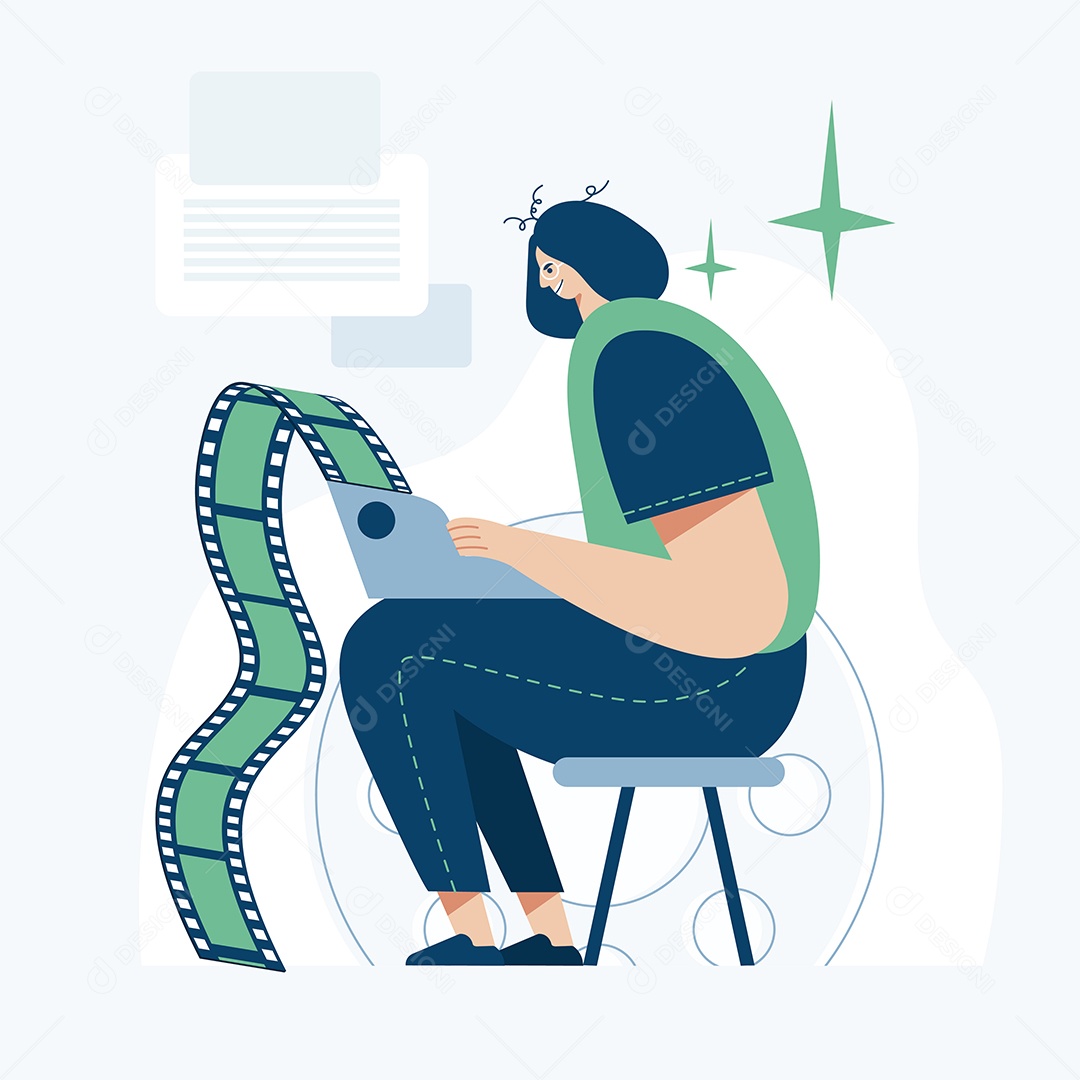 Editor de vídeo que trabalha com modelo de web de videoclipes vetor EPS