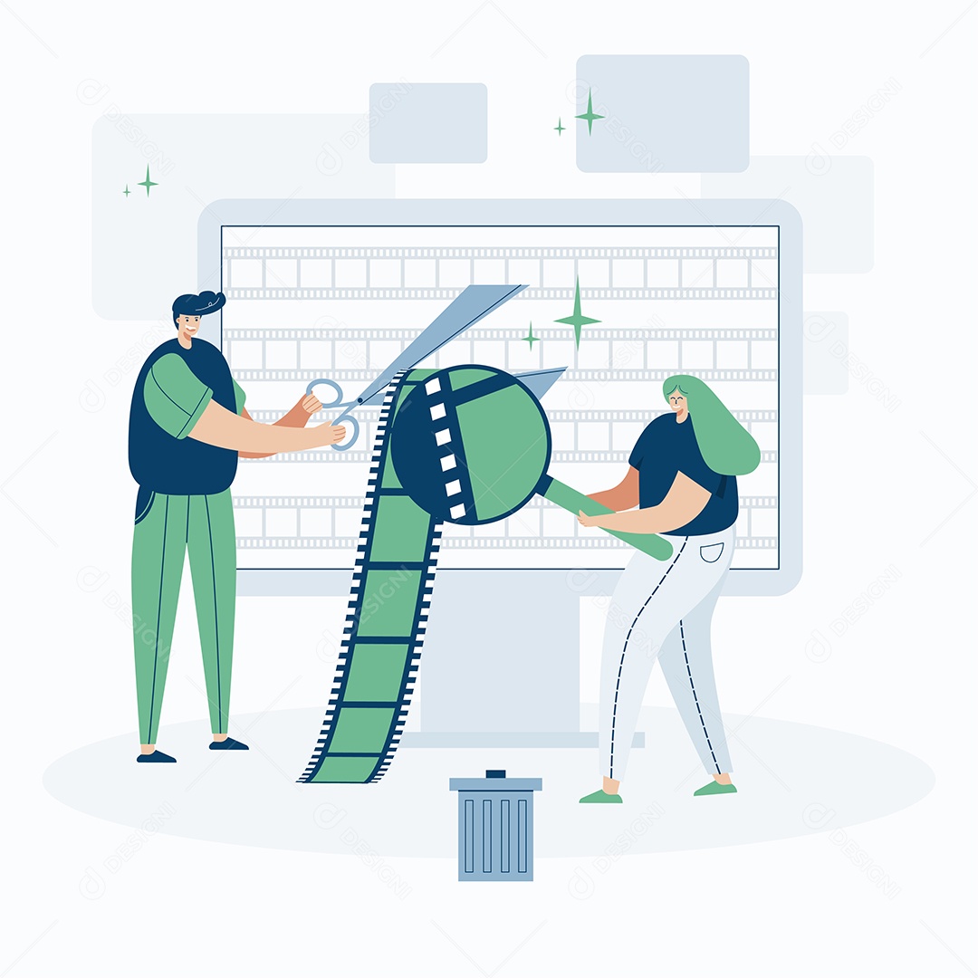 Desenho Vetorial De Personagem Editor De Vídeo Vetor EPS