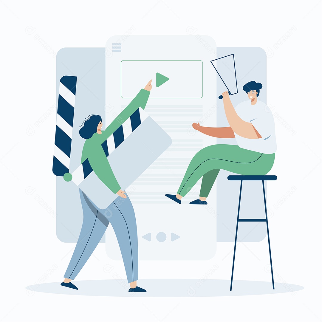 Cinegrafista que trabalha com modelo de vídeo da web Vetor EPS