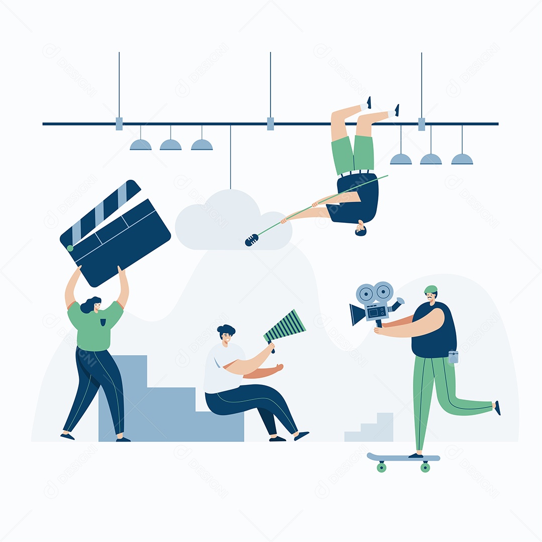 Cinegrafista que trabalha com modelo de vídeo da web Vetor EPS