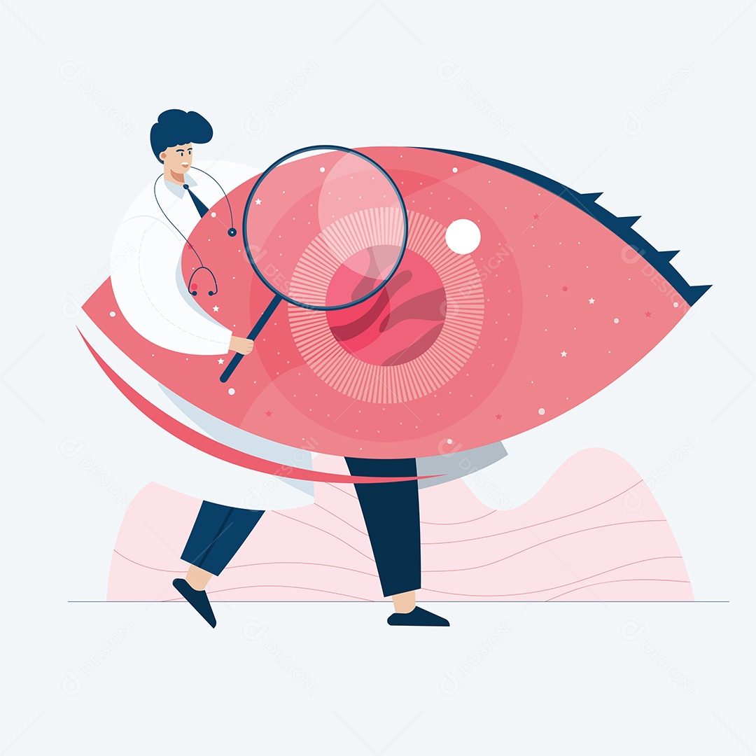 Médico analisando olho Vetor EPS