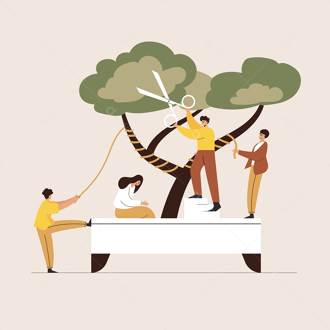 Modelo Fazendo corte de Árvore Vetor EPS