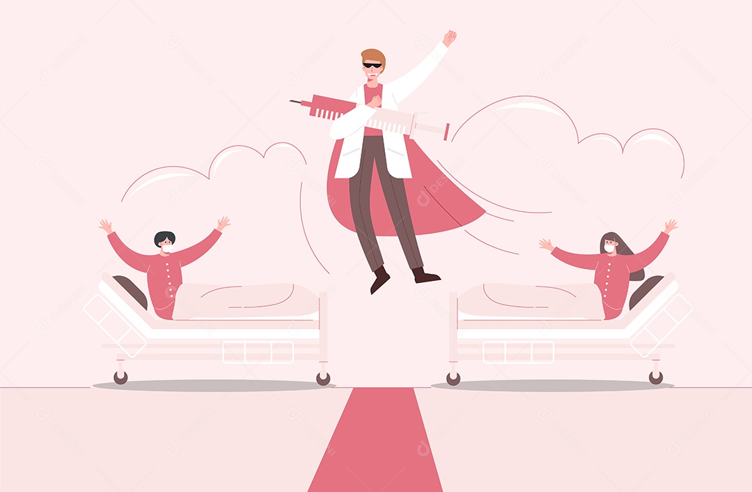 Médico dando vacina ao modelo da web do paciente Vetor EPS