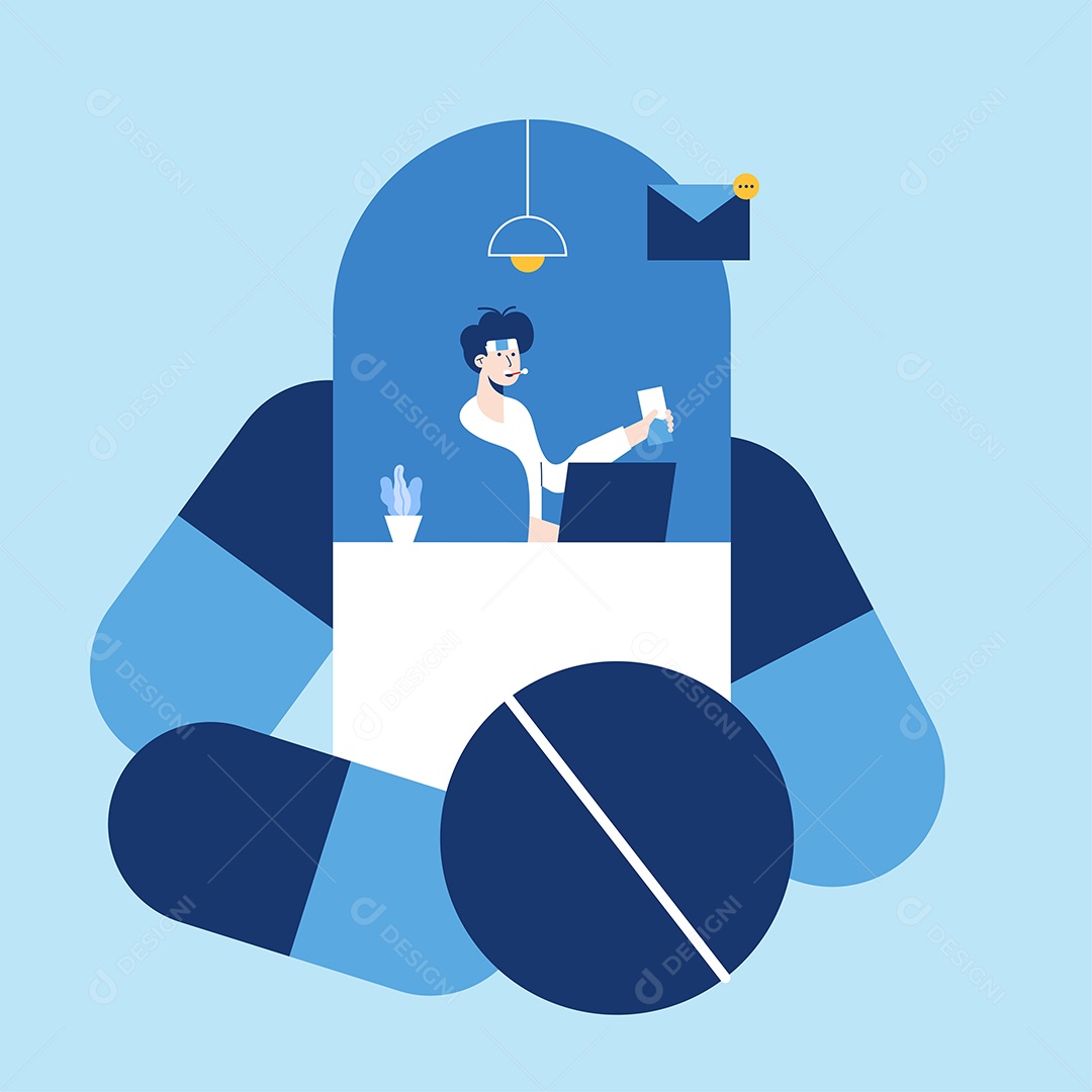 Médico trabalhando no modelo da web de laboratório Vetor EPS