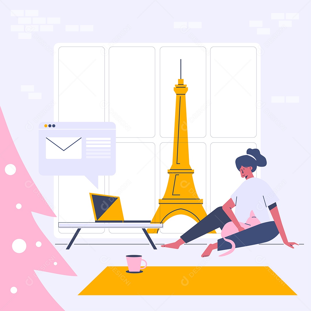 Trabalhando em casa modelo da web Vetor EPS