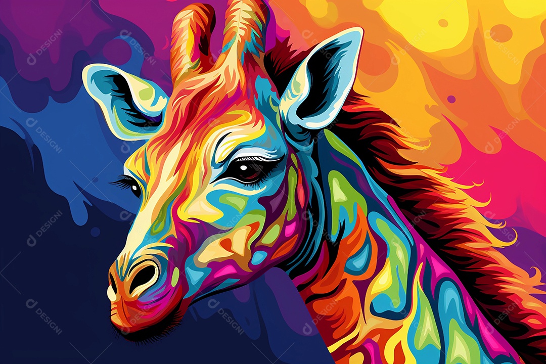 Ilustração de girafa colorida
