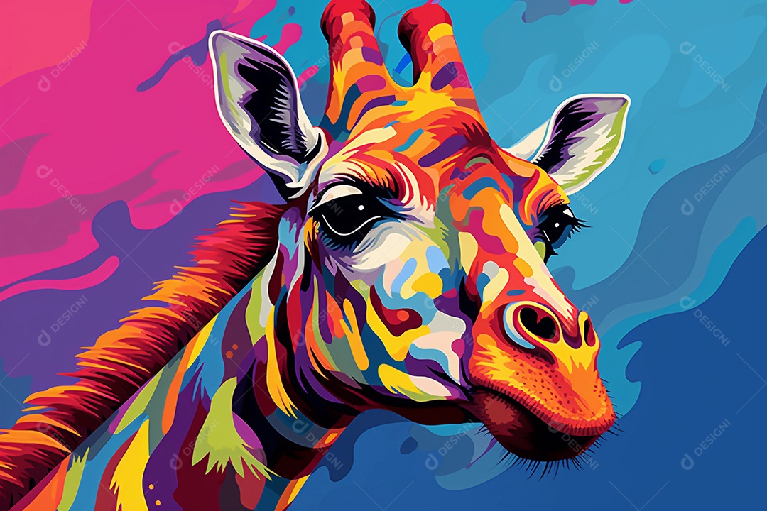 Ilustração de girafa colorida