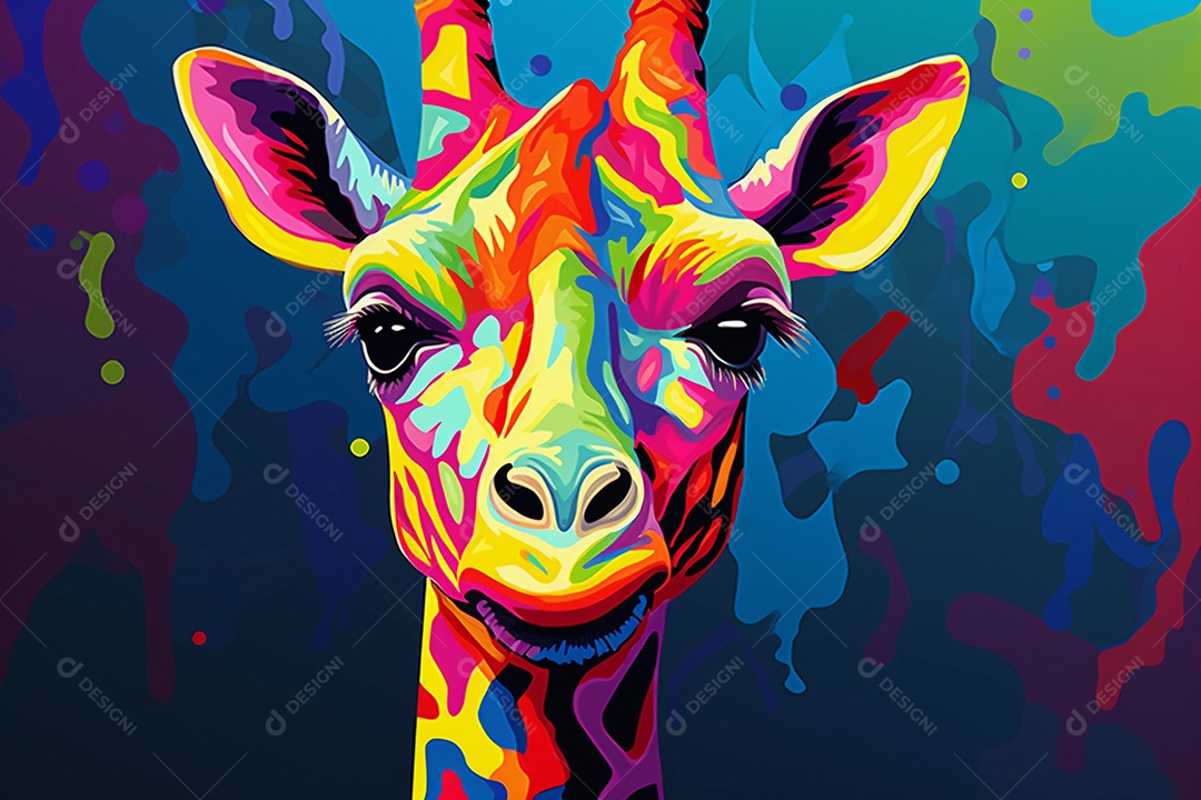 Ilustração de girafa colorida
