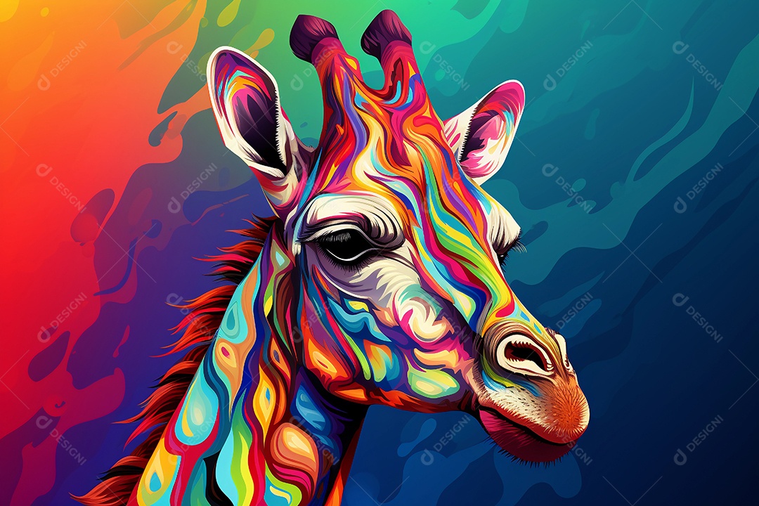 Ilustração de girafa colorida