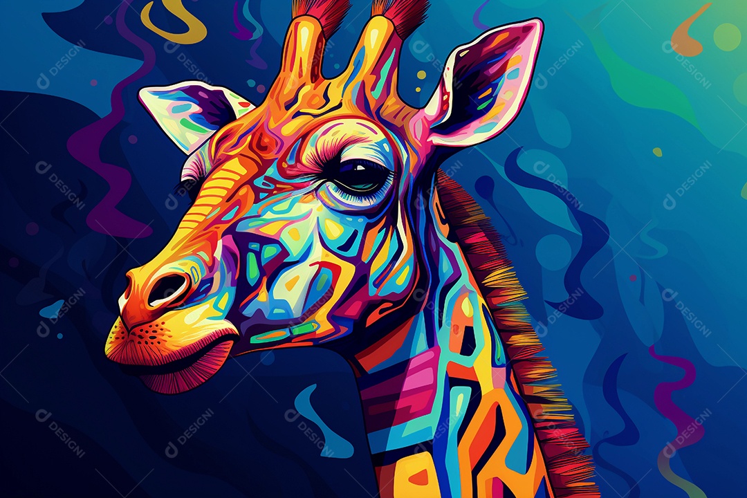 Ilustração de girafa colorida