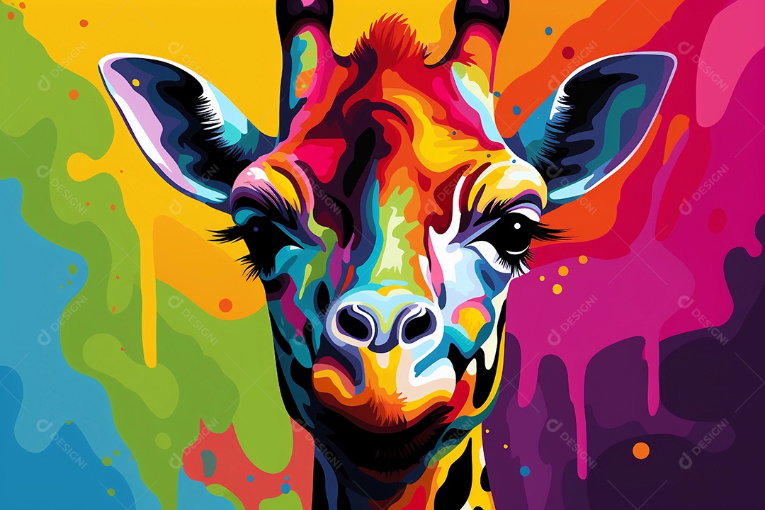 Ilustração de girafa colorida