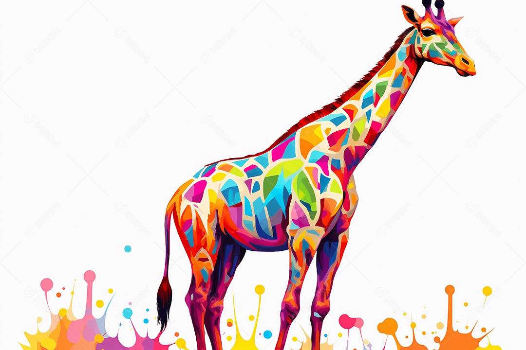 Ilustração de girafa colorida corpo inteiro