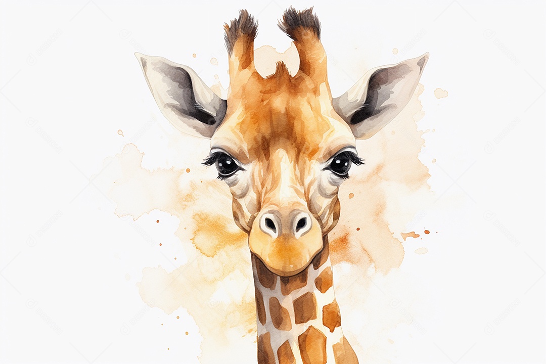 Estilo aquarela girafa fofa