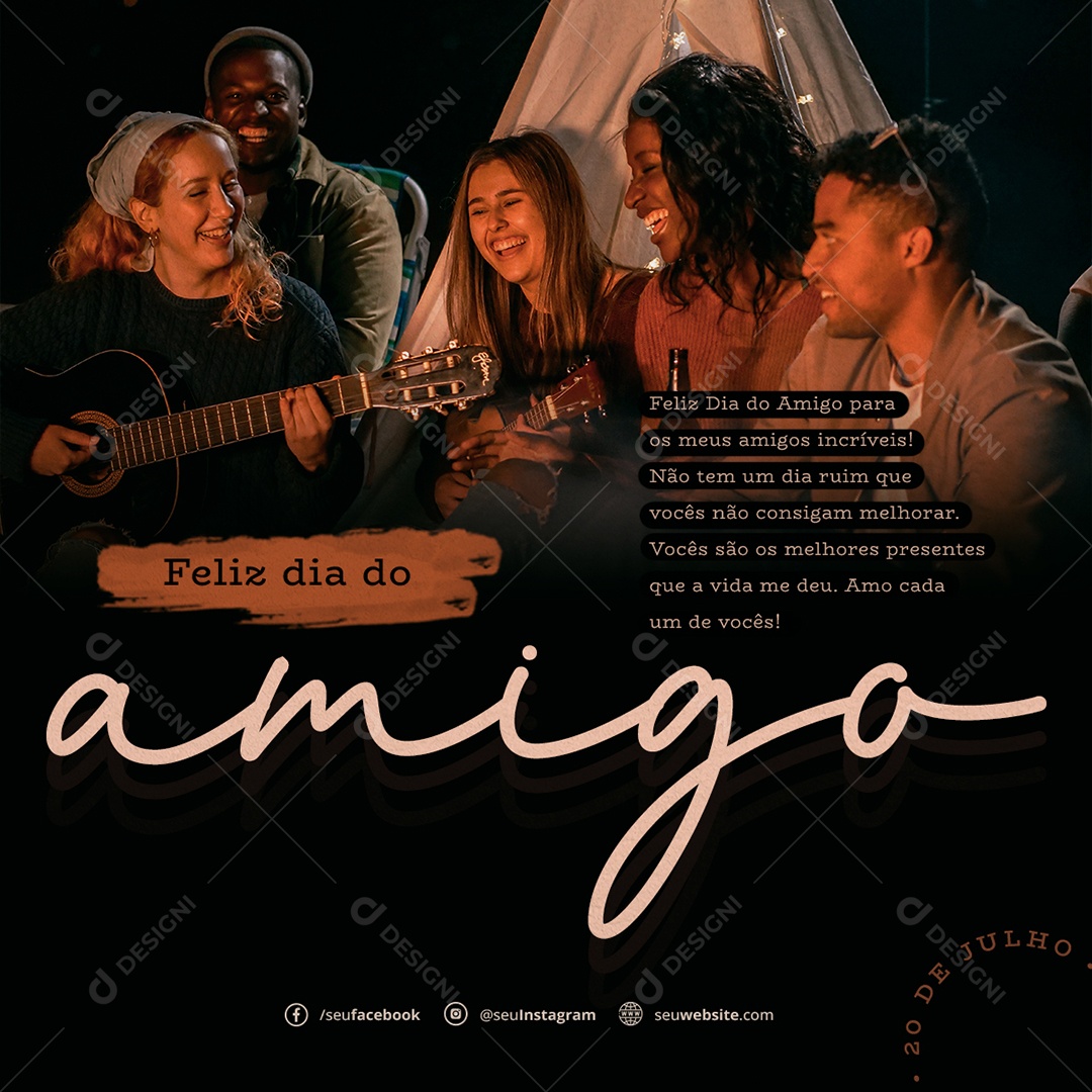 Feliz Dia Do Amigo 20 De Julho Social Media PSD Editável