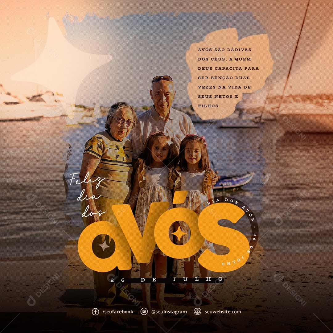Feliz Dia Dos Avós 26 De Julho Social Media PSD Editável