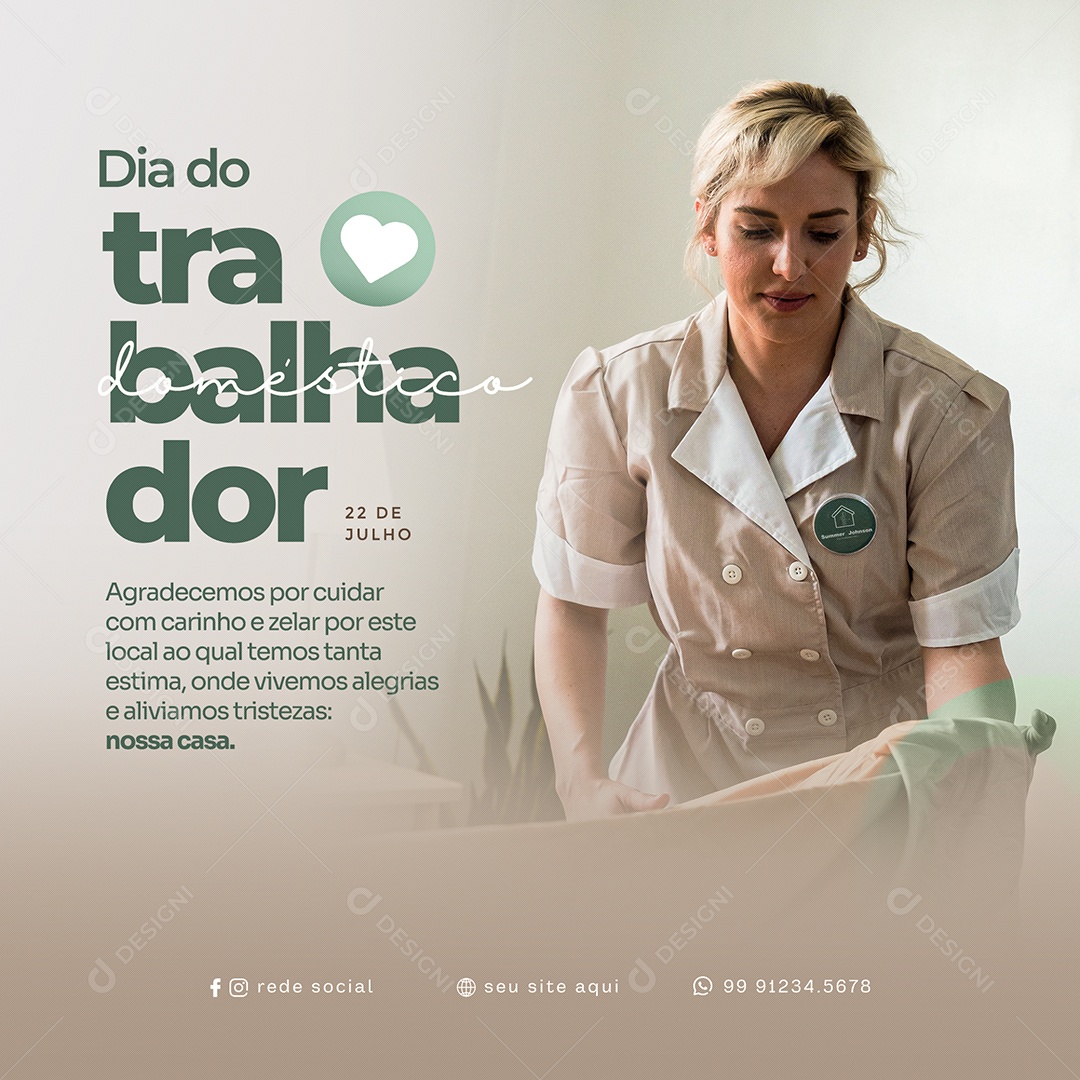 Dia Do Trabalhador Doméstico 22 De Julho Social Media PSD Editável
