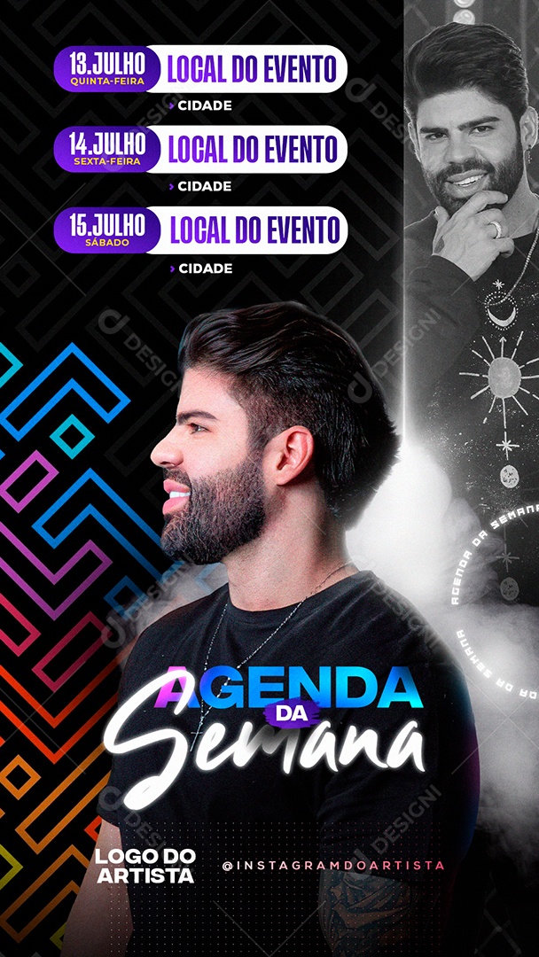 Story Agenda Semanal Flyer Social Media PSD Editável