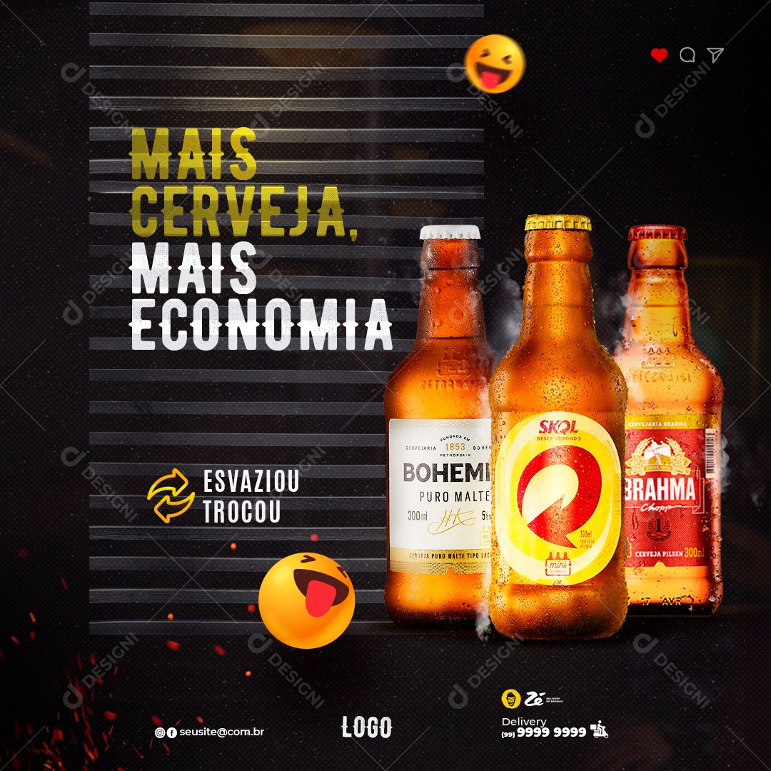 Mais Cerveja Mais Economia Social Media PSD Editável