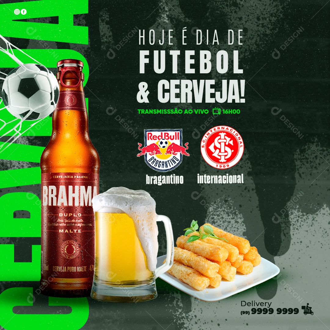 Hoje é Dia De Futebol e Cerveja Social Media PSD Editável