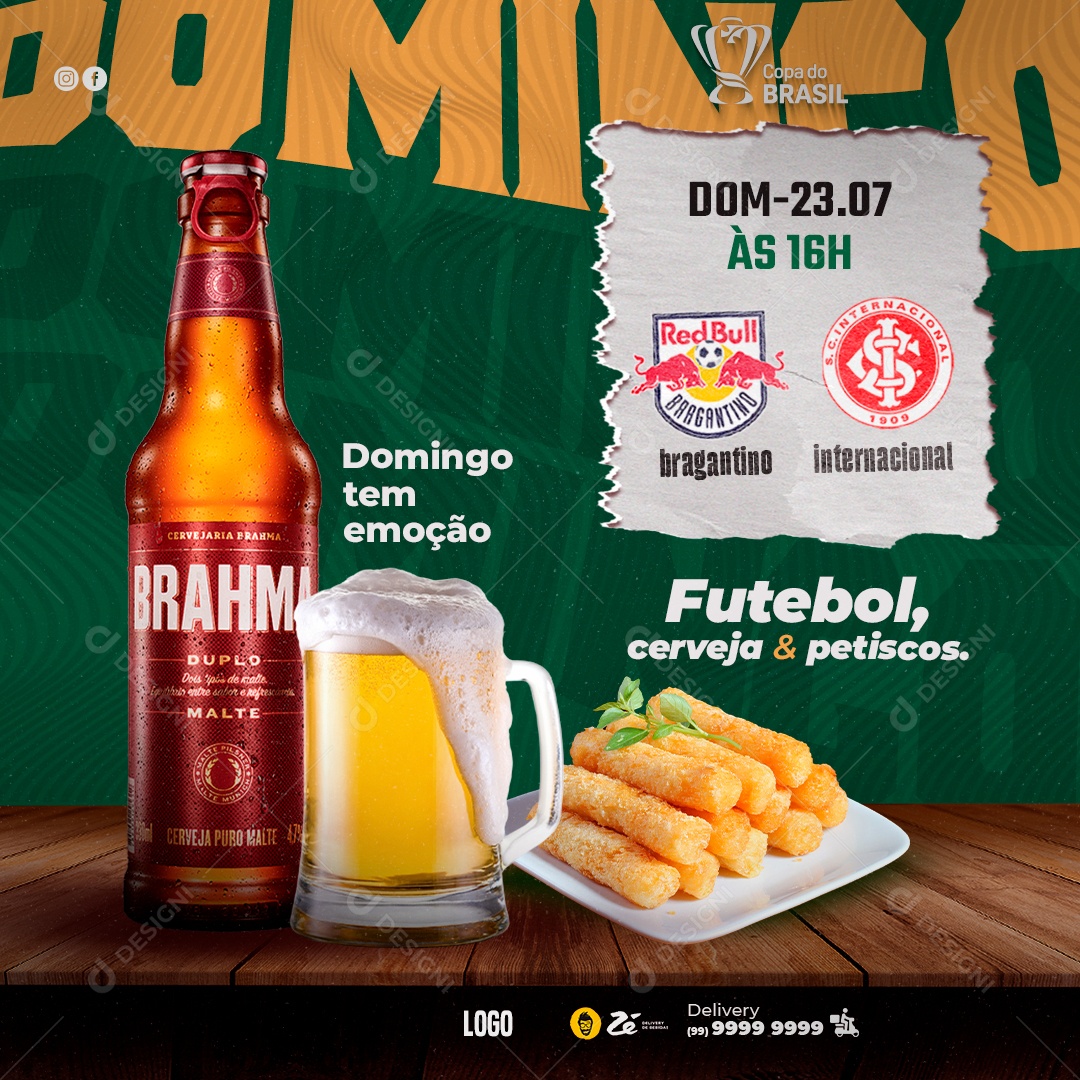 Social Media Feed Domingo Futebol Cerveja e Petiscos PSD Editável
