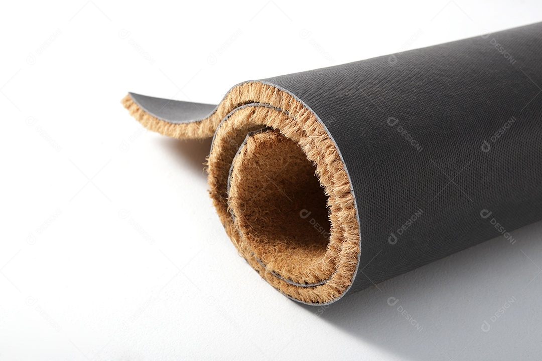 Capacho de fibra de coco marrom natural. Carpete seco natural