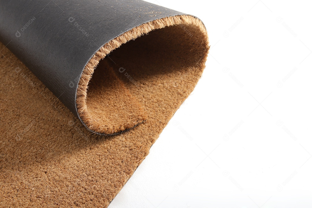 Capacho de fibra de coco marrom natural. Carpete seco natural