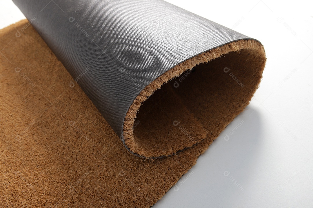 Capacho de fibra de coco marrom natural. Carpete seco natural