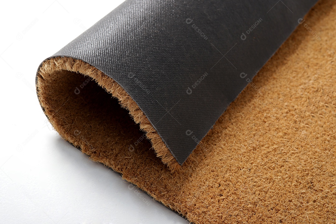 Capacho de fibra de coco marrom natural. Carpete seco natural