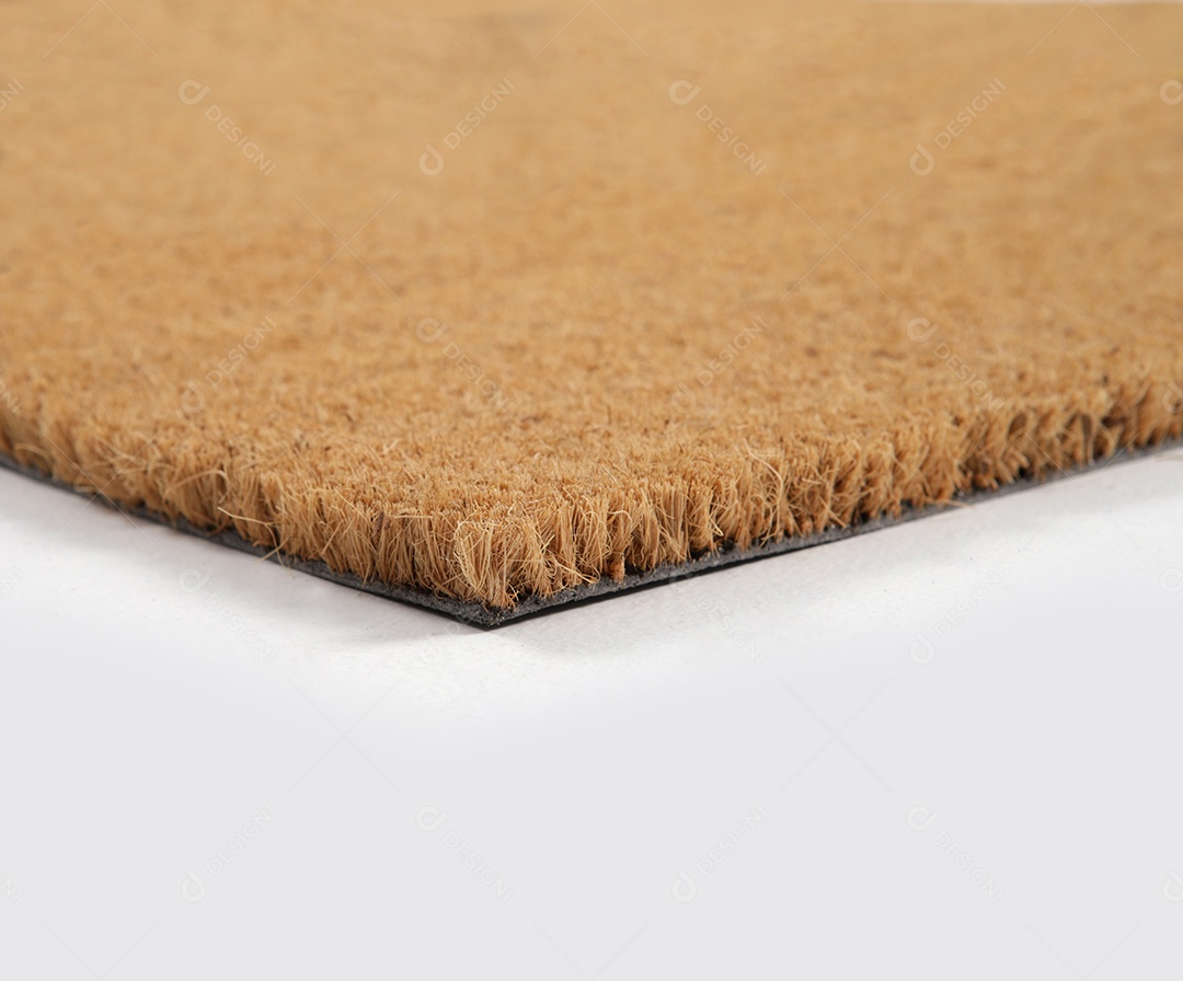 Capacho de fibra de coco marrom natural. Carpete seco natural