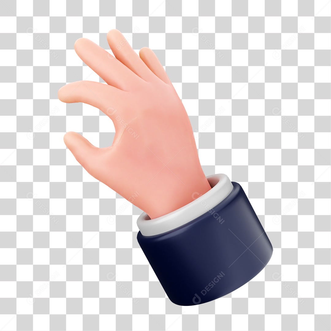 Elemento 3D Mão PNG Transparente