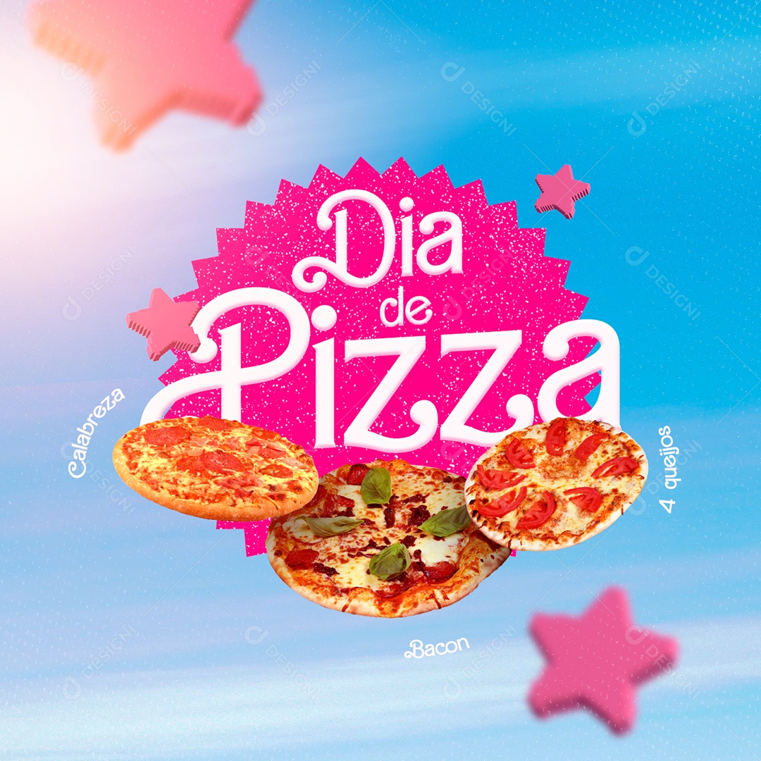 Pizzaria Barbie Dia De Pizza Social Media PSD Editável