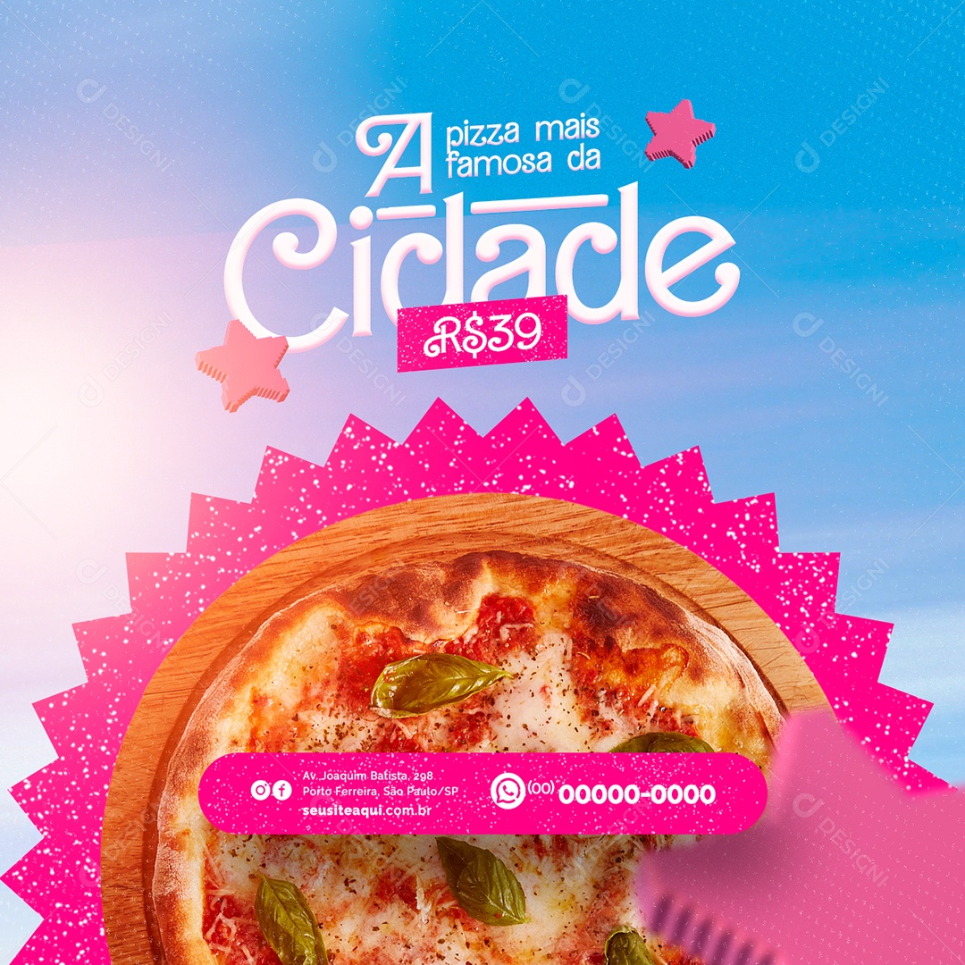 Pizzaria A Pizza Mais Famosa da Cidade Social Media PSD Editável