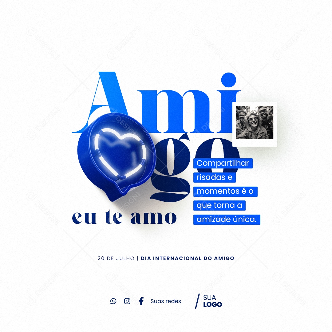 Dia Internacional Do Amigo Compartilhar Risadas e Momentos Social Media PSD Editável