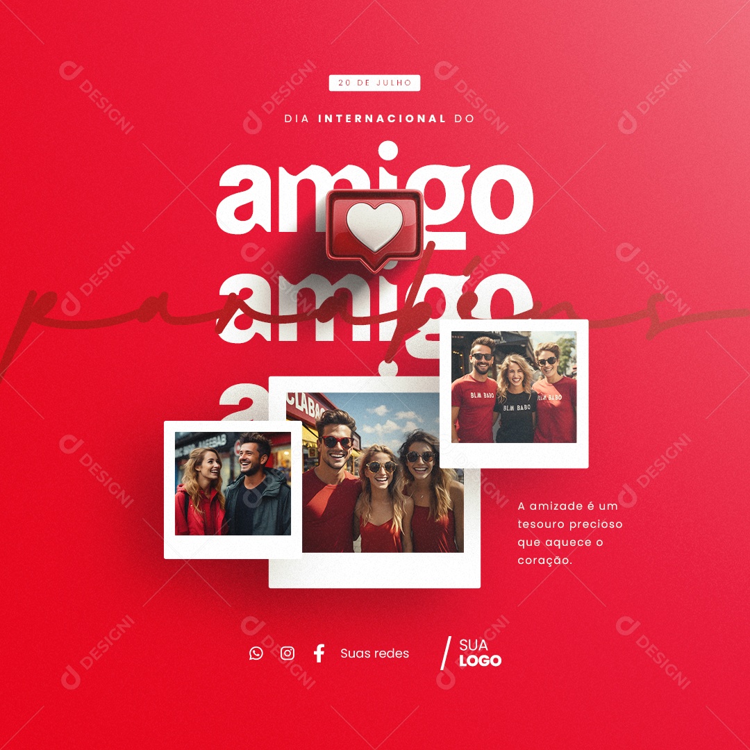 Dia Internacional Do Amigo A Amizade é um Tesouro Social Media PSD Editável