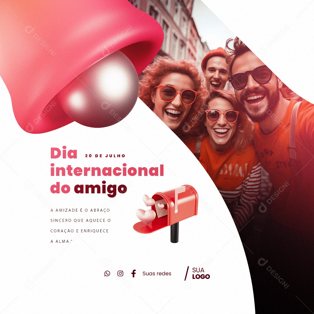 Dia Internacional Do Amigo A Amizade é o Abraço Sincero Social Media PSD Editável