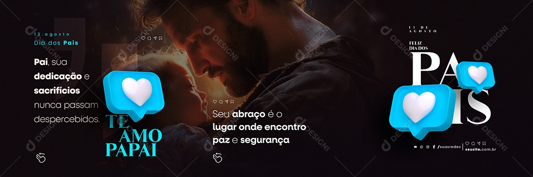 Carrossel Dia Dos Pais Seu Abraço é o Lugar Onde Encontro Paz Social Media PSD Editável