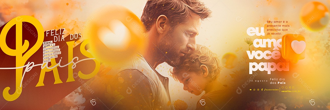 Carrossel Feliz Dia Dos Pais Eu Amo Você Papai Social Media PSD Editável