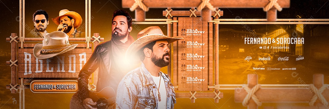 Carrossel Evento Agenda Fernando e Sorocaba Social Media PSD Editável