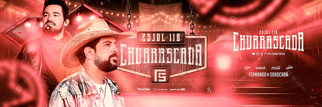 Carrossel Evento Churrascada Fernando e Sorocaba Social Media PSD Editável