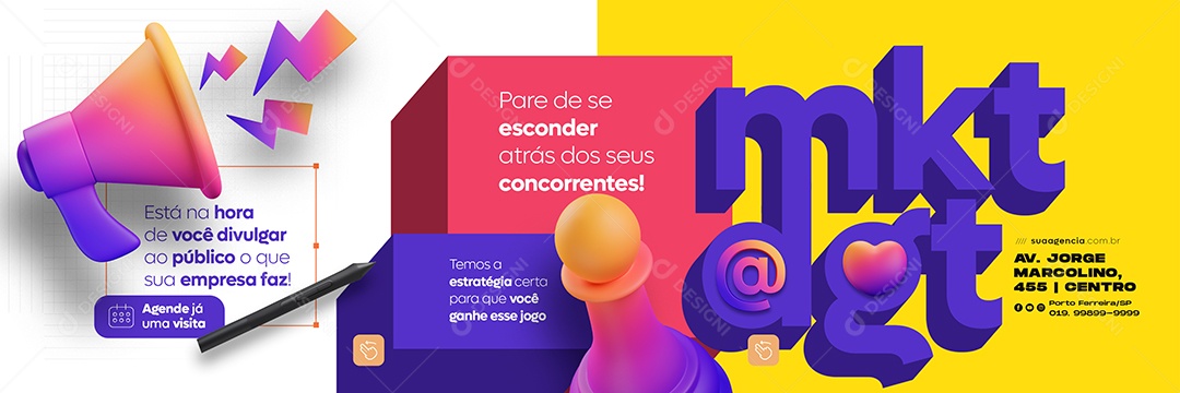 Marketing Digital Pare de Se Esconder Social Media PSD Editável