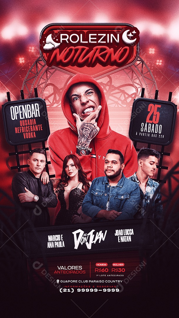 Social Media Flyer Story Rolezin Noturno PSD Editável