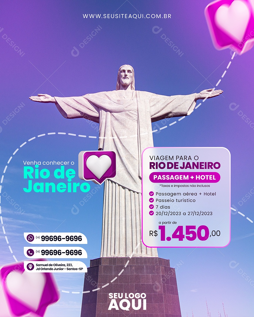 Social Media Venha Conhecer o Rio De Janeiro PSD Editável